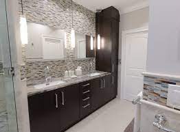 There are various ideas to make a gorgeous bathroom. Dark Brown Cabinets For A Modern And Cool Bathroom Remodel Bathrooms Bathroomspaces Bathroomremodel D Dark Brown Cabinets Brown Cabinets Bathrooms Remodel