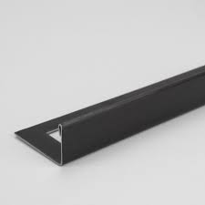 Straight edge aluminum tile trim, also known as l shape extruded aluminum tile trim profiles, which is designed to protect the edges of ceramic tiles or similar hard finishes fitted in wall or floor installations. Tile Rite Boutique 12mm Brushed Black L Shape Metal Tile Trim