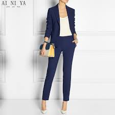 Damen hosenanzug glanz bodysuit 2 zipper schritt offen jumpsuit overall dessous. Marineblau Slim Fit Damen Anzugen Weiblicher Buro Uniform Elegante Hosenanzug Damen Hosenanzug 2 Stuck Sets Pant Suits Lady Trouser Suittrouser Suit Aliexpress