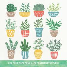 Pot Plants Svg Files Pot Plant Dxf Png Eps Silhouette Etsy Plant Drawing Botanical Line Drawing Plant Painting