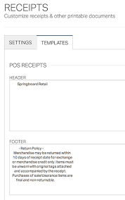 setting up printed receipts and email receipts