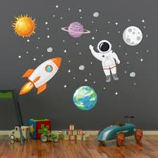 Outer Space Wall Decal Stars Planets Astronaut Rocket Solar System Wall Art Kids Wall Decals Space Wall Decals Kids Wall Decals Outer Space Bedroom