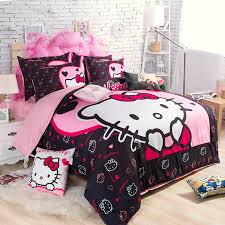 The bedding set features an impressive pattern on one side, which coordinates with a variety of styles in your bedroom. Hello Kitty Bedding Set King Queen Twin Cartoon Cotton Comforter Duvet Quilt Cover Single Double Kids Girls Bed Linen Fabric Free Shipping Worldwide