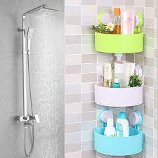 Plastic Bathroom Corner Storage Rack Organizer Shower Shelf Suction Cup Fe Shower Shelves Shower Storage Organized Shower