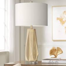 How to decorate a living room contemporary style. Buy Bravo Modern Contemporary Style Table Lamp Champagne Geometric Cut White Drum Shade Decor For Living Room Bedroom House Bedside Nightstand Home Office Entryway Reading Family Possini Euro Design Online In