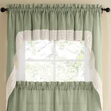 Contrast accent stitching with shades of brown and beige. Swag Kitchen Curtains Kitchen