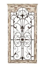 Wood Metal Wall Decor Distressed White Brown Shabby Gate Wall Decor Outdoor Wall Decor Wall Deco