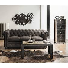 Le Canape Chesterfield Noir Engranges Steampunk Style Industriel Canape Capitonne Meuble Factory Deco Maison