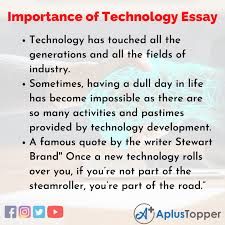 Importance Of Technology Essay Essay On Importance Of Technology For Students And Children In English A Plus Topper