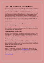 It can also be an allergy thing. The 7 Tips To Keep Your Home Dust Free By Ecoairductcleanco Issuu