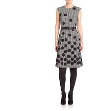 Akris Punto Dotted Houndstooth Dress 1 455 Liked On Polyvore Featuring Dresses Apparel Accessorie Houndstooth Dress Spotted Dress White Polka Dot Dress