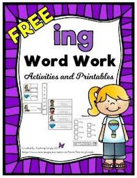 Free Ing Word Work Printables And Activities Ing Words Word Work Printables Phonics Words
