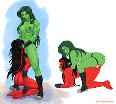 Xbooru - ass breasts elizabeth betty ross flick (artist) green skin  jennifer walters marvel nude oral red she-hulk red skin sex she-hulk  strap-on yuri | 646333