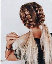 Double Inside Out Braids Two Braided Pigtails Workout Hairstyle Hair Inspiration Hair Inspo Cute Easy Hair Styles Braided Hairstyles Easy Long Hair Styles