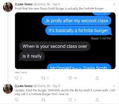I have never been a fan of fortnite but after this i might have to slide on over! Everyone Is Going Crazy Over The New Travis Scott Fortnite Burger