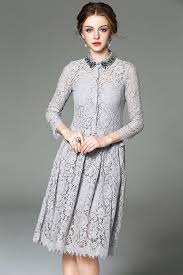 Beaded Gray Long Sleeve Lace Medi Dress Medi Dress Long Sleeve Lace Mini Dress Lace Fashion
