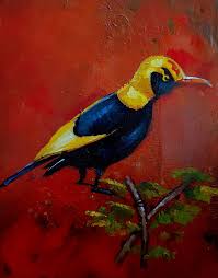 Think of it as the original version of red wallpaper on a. Yellow Bird Against Red Background Original Oil Painting Painting By Bhavna Misra Saatchi Art