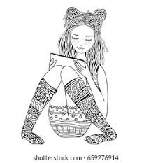 Second, get two free adult coloring book pages in pdf format directly from our book soul coats: Girl Sitting Reading Using Tablet Laptop Stock Vector Royalty Free 659276914