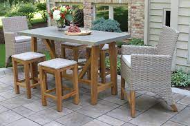 Vineyard Teak Wicker Counter Height Dining Set Bar Height Patio Furniture Outdoor Bar Stools Outdoor Wood Furniture