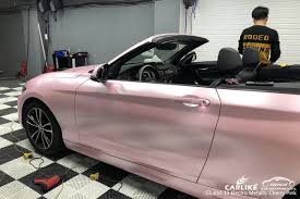 Black And Gold Car Wrap Carlike Cl Em 33 Cherry Pink Matte Electro Metallic Vinyl Wrap Bmw In 2020 Bmw Black Vinyl Wrap Car Bmw Convertible