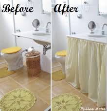 curtain skirt sink bathroom. sewing