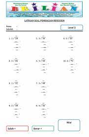 Soal matematika kelas 3 sd bab 1 bilangan dan kunci jawaban. Latihan Soal Pembagian Bersusun Level 1 Sampai 3 Bimbel Brilian