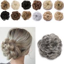 Real Natural Curly Messy Bun Hair Piece Scrunchie Hair Extensions As Human Grey Ebay Bun Hair Piece Bun Hairstyles Scrunchie Hairstyles