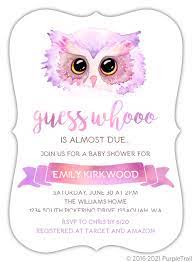 Purple Pink Watercolor Owl Baby Shower Invitation Owl Baby Shower Invitations