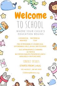 cute welcome to school enrollment poster template school