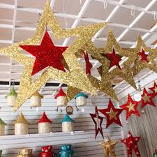Christmas Ornaments Shiny Star Xmas Tree Ceiling Wall Hanging Decoration Decoracao De Natal Ornamentos De Natal Decoracao Flores De Papel