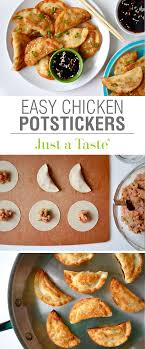 Easy Chicken Potstickers With Soy Dipping Sauce Recipe Via Justataste Com Potstickers Recipe Food Recipes