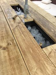 Ice Bucket Bbq Patio Table 2 Benches Rustic Handmade With Scaffold Boards Outdoor Patio Table Rustic Patio Diy Patio Table