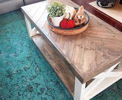 Hairpin leg coffee table / diy chevron herringbone pallet wood coffee table project plans. The Look For Less Farmhouse Herringbone Coffee Table