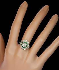 Vintage art deco 4.50ct round diamond 14k white gold beautiful engagement ring. Original Art Deco Diamond Emerald Engagement Ring Antique Jewelry Vintage Rings Faberge Eggs