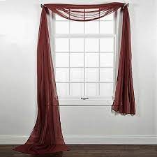 Measure the width of the window and install a hook a few inches past the window casing on. 1 Pc Solid Burgundy Scarf Valance Soft Sheer Voile Window Panel Curtain 216 Long Topper Swag Walmart Com Walmart Com