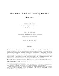 Pdf The Almost Ideal And Translog Demand Systems