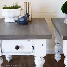 White Farmhouse End Tables With Weathered Wood Tops In 2020 White Farmhouse Table Farmhouse End Tables Farmhouse Furniture