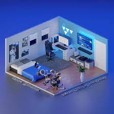 Ultimate Gaming Room 3d Interior Design By Fintadox 3d Interior Design Game Room Design Blue Interior Design