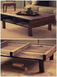 To cut a hole for the planter, use the long edge of the planter box as a guide and draw the first cut line on the top pallet. 38 Adorable Pallet Coffee Table Plans Ideas Diy Crafts