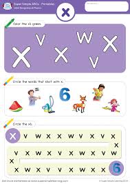 letter recognition phonics worksheet x lowercase super simple