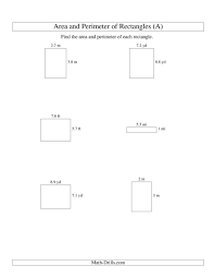 The Area And Perimeter Of Rectangles Up To 1 Decimal Place Range 1 9 A Math Worksheet Area And Perimeter Perimeter Of Rectangle Perimeter