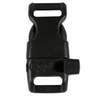 1/2 Inch Plastic Whistle Side Release Buckle No Adjust Contoured Black
