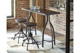 Genuine austrian corner bench with three chairs plus oak table. Odium Counter Height Dining Table And Bar Stools Set Of 3 Ashley Furniture Homestore