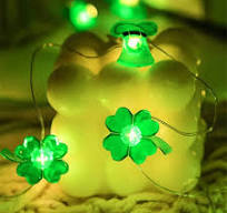 Led Christmas Holiday Decorative Light String Green Four Leaf Clover Shaped Hanging Light Theme Party Supply
