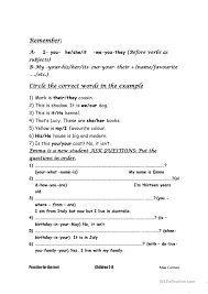 Circle The Possessive Adjectives And Order The Questions Possessive Adjectives Adjectives Possessives