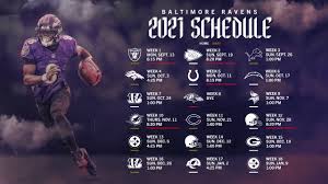 The national football league is a professional american football league consisting of 32 teams, divided equally between the national footbal. Baltimore Ravens 2021 Season Schedule Release