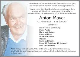 Traueranzeigen von Anton Mayer