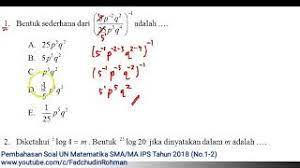Check spelling or type a new query. Pembahasan Asli Soal Un Unbk Matematika Sma Ma Ips Tahun 2018 No 1 2 Youtube