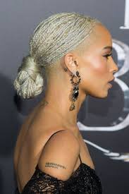 Black And Platinum Blonde Box Braids Kaia Gerber Bleached Her Own Hair And The Blonde Is Extreme Zoe Kravitz Braids Blonde Braids Hair Styles