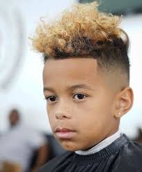 Dyed Loose Curls On Top Little Black Boy Haircuts Black Boys Haircuts Boys Haircuts
